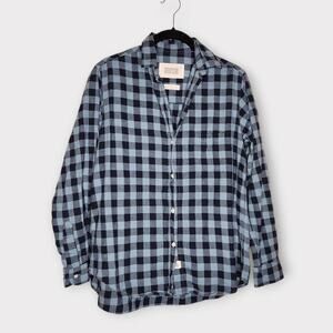 Grayson Womens The Hero Button Down Blue Plaid Flannel Shirt Small Casual